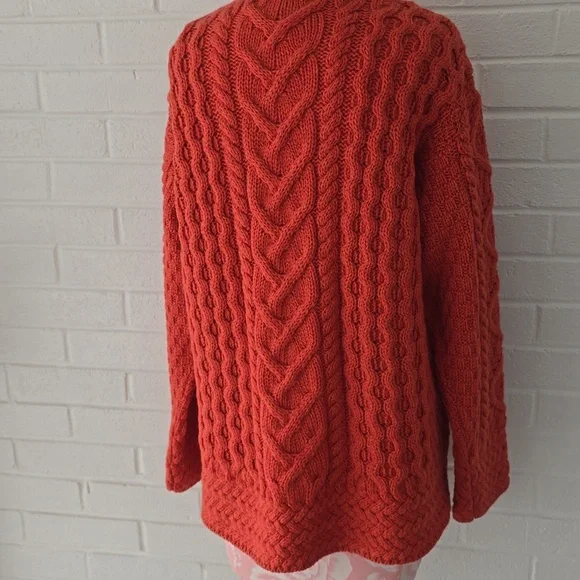 Aran Woolen Mills Cable Knit Cardigan‎‎‎ Merino Wool Size Xl - Picture 7 of 11